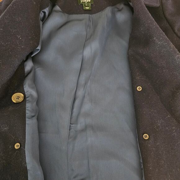 J. Crew Navy Wool Blend Double Breasted Collared Peacoat Gold Shield Buttons 0 - Picture 9 of 13